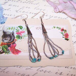 Sterling Silver Turquoise Heishe Dangle Earwires - Hook Findings